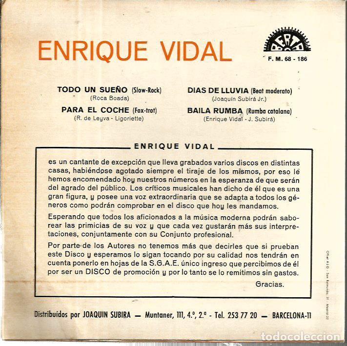 Discos de vinilo: EP ENRIQUE VIDAL : TODO UN SUE&Ntilde;O - Foto 2