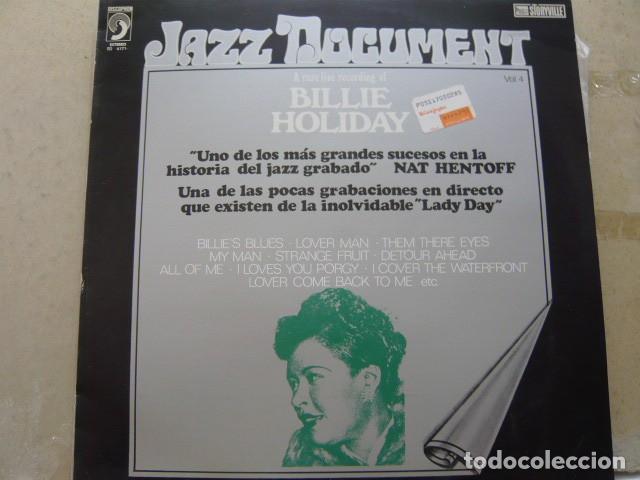 Discos de vinilo: A RARE LIVE RECORDING OF BILLIE HOLIDAY. JAZZ DOCUMENT VOL. 4-BILLIE HOLIDAY. DISCOPHON J-4171