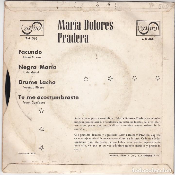 Discos de vinilo: SINGLE MAR&Iacute;A DOLORES PRADERA. facundo. 1962 SPAIN (DISCO PROBADO Y BIEN) - Foto 2