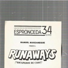 Discos de vinilo: RUNAWAYS ESCAPADOS DE CASA. Lote 83558820