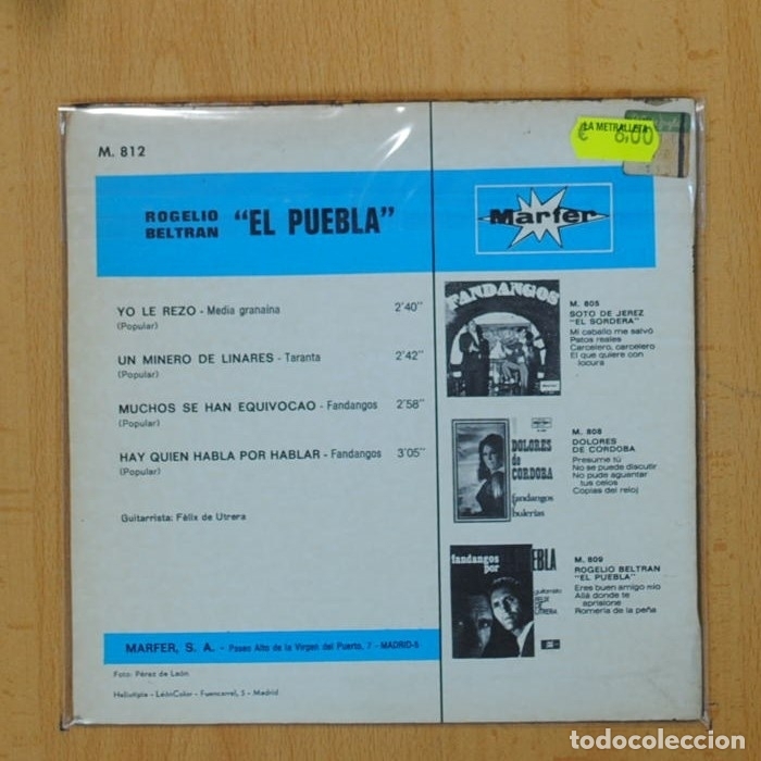 Discos de vinilo: EL PUEBLA - YO LE REZO + 3 - EP - Foto 2