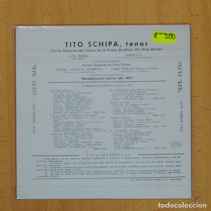 Discos de vinilo: TITO SCHIPA - AVE MARIA + 3 - EP - Foto 2