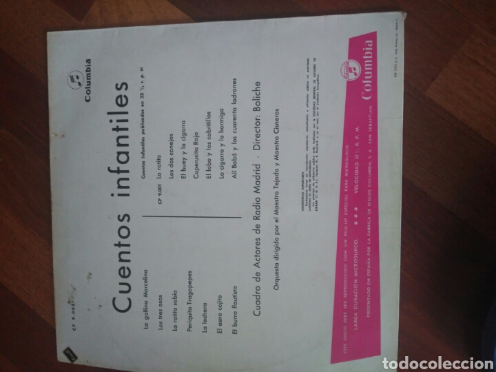 Discos de vinilo: Cuentos infantiles - Columbia ,disco n&uacute;mero 2 - Foto 2