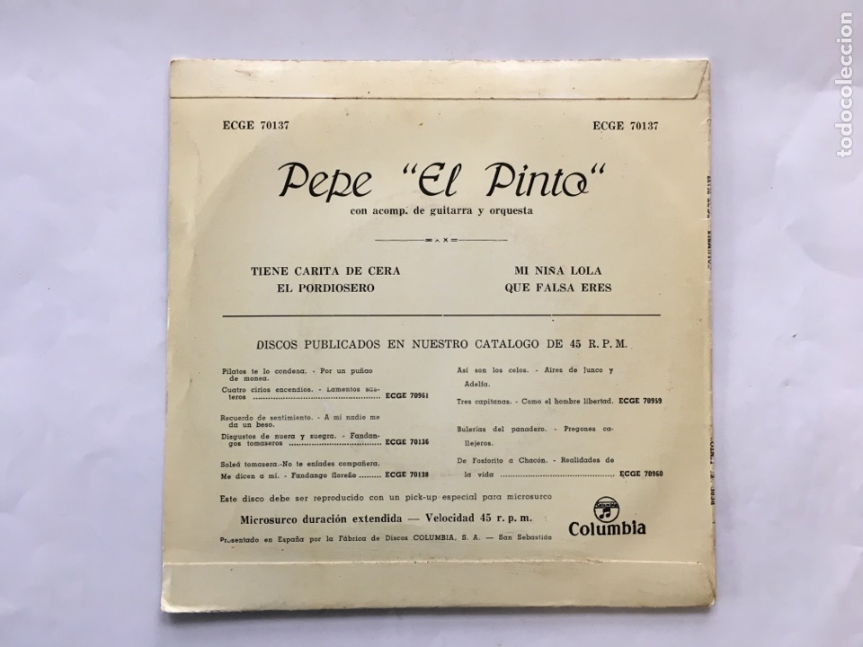 Discos de vinilo: Pepe &rdquo;El Pinto&rdquo;  Disco/1962 - Foto 2