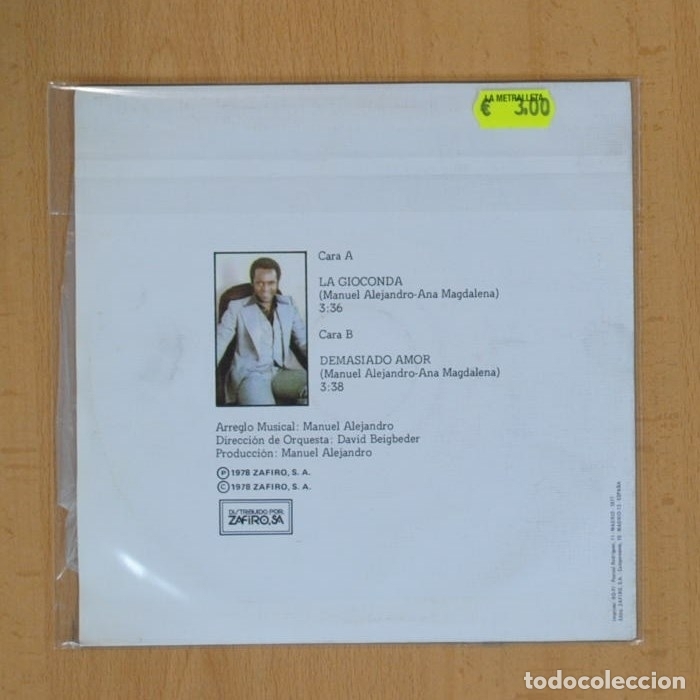 Discos de vinilo: BASILIO - LA GIOCONDA / DEMASIADO AMOR - SINGLE - Foto 2