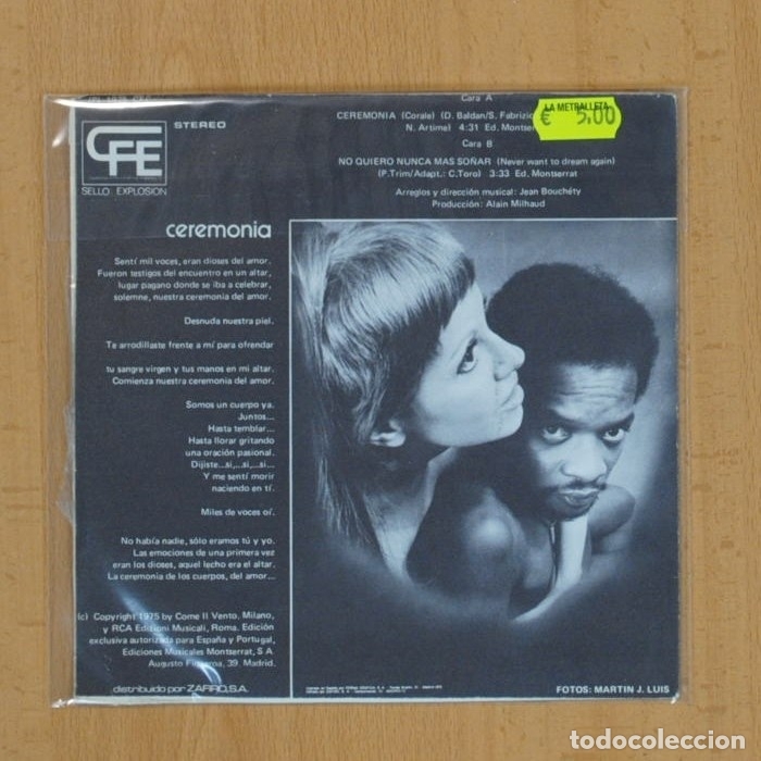 Discos de vinilo: PHIL TRIM - CEREMONIA - SINGLE - Foto 2