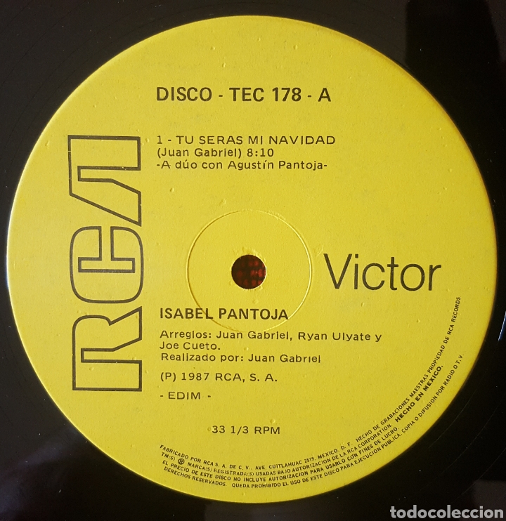 Discos de vinilo: ISABEL PANTOJA T&uacute; ser&aacute;s mi navidad SINGLE M&Eacute;XICO - Foto 3