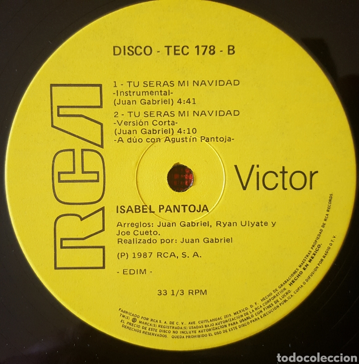 Discos de vinilo: ISABEL PANTOJA T&uacute; ser&aacute;s mi navidad SINGLE M&Eacute;XICO - Foto 4