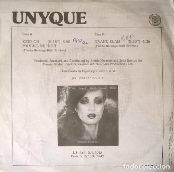 Discos de vinilo: Unyque, Keep On Making Me High , DJM Records-DJO-626 - Foto 2