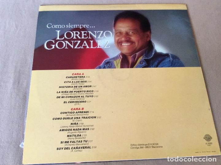 Discos de vinilo: LORENZO GONZ&Aacute;LEZ. COMO SIEMPRE.... PERFIL 1990 - Foto 2