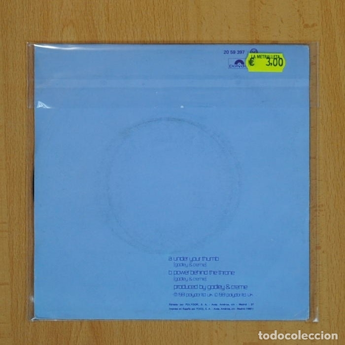 Discos de vinilo: GODLEY & CREME - UNDER YOUR THUMB - SINGLE - Foto 2