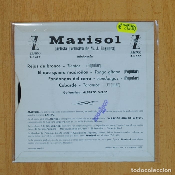 Discos de vinilo: MARISOL - REJAS DE BRONCE + 3 - EP - Foto 2