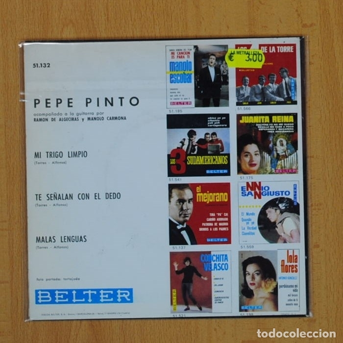 Discos de vinilo: PEPE PINTO - MI TRIGO LIMPIO + 2 - EP - Foto 2