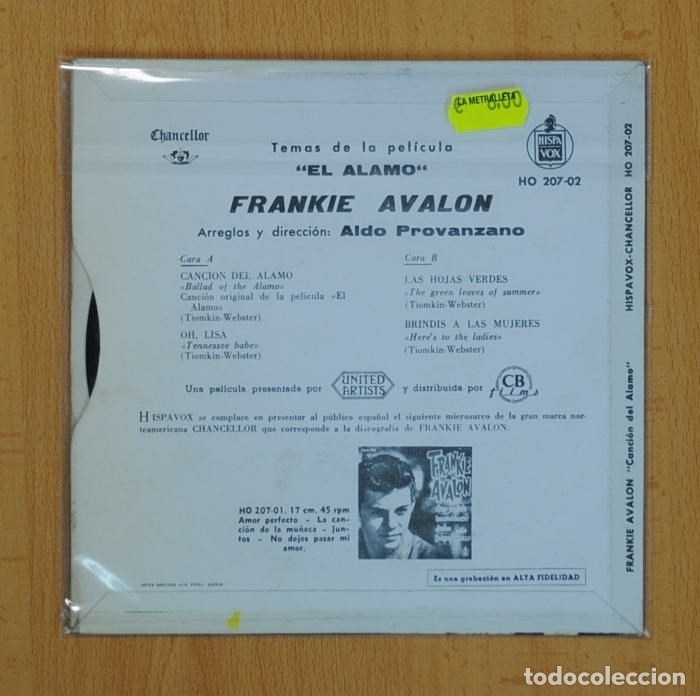 Discos de vinilo: FRANKIE AVALON - CANCION DEL ALAMO + 3 EP - Foto 2