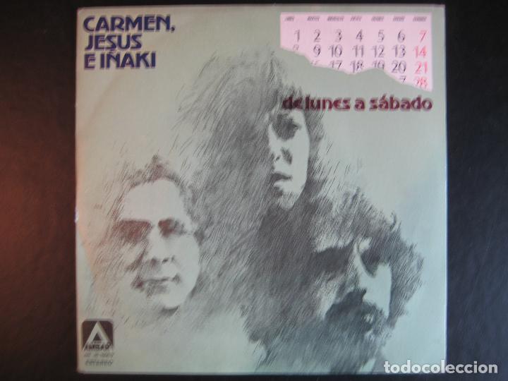 Discos de vinilo: CARMEN JESUS E I&Ntilde;AKI Sg AMBAR 1977 de lunes a sabado/ la vida es una fiesta GRUPO MALASA&Ntilde;A FOLK