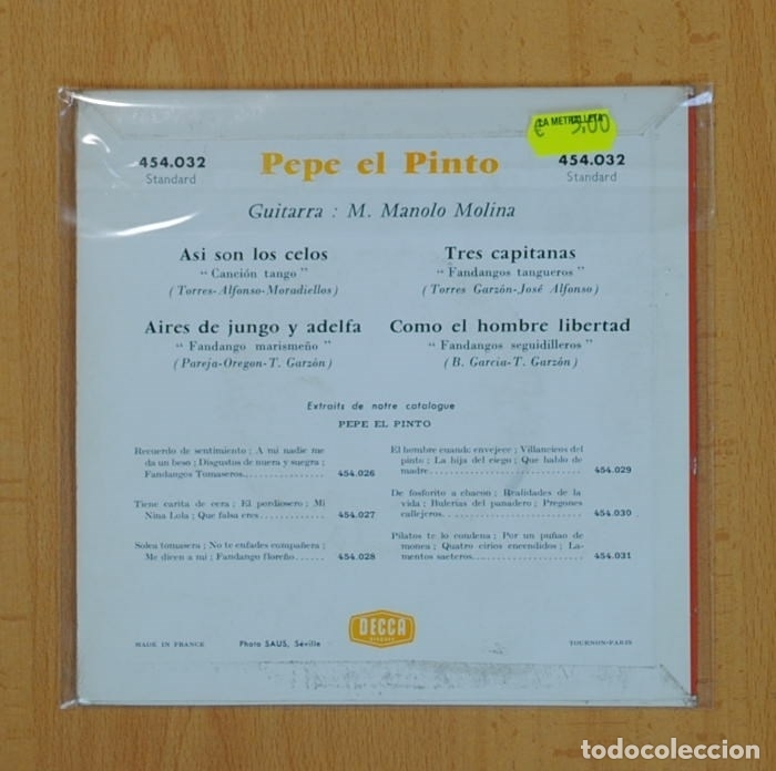 Discos de vinilo: PEPE EL PINTO - ASI SON LOS CELOS + 3 - EP - Foto 2