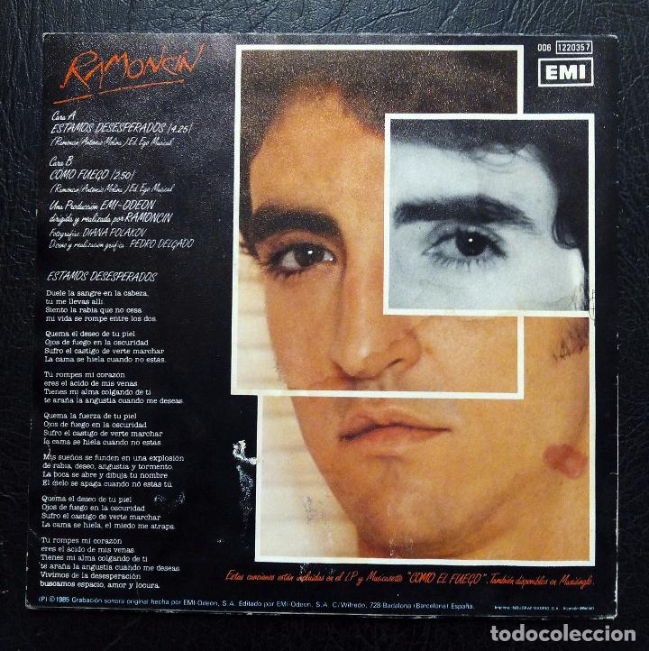 Discos de vinilo: SINGLE RAMONC&Iacute;N - ESTAMOS DESESPERADOS - EMI 1985. - Foto 2