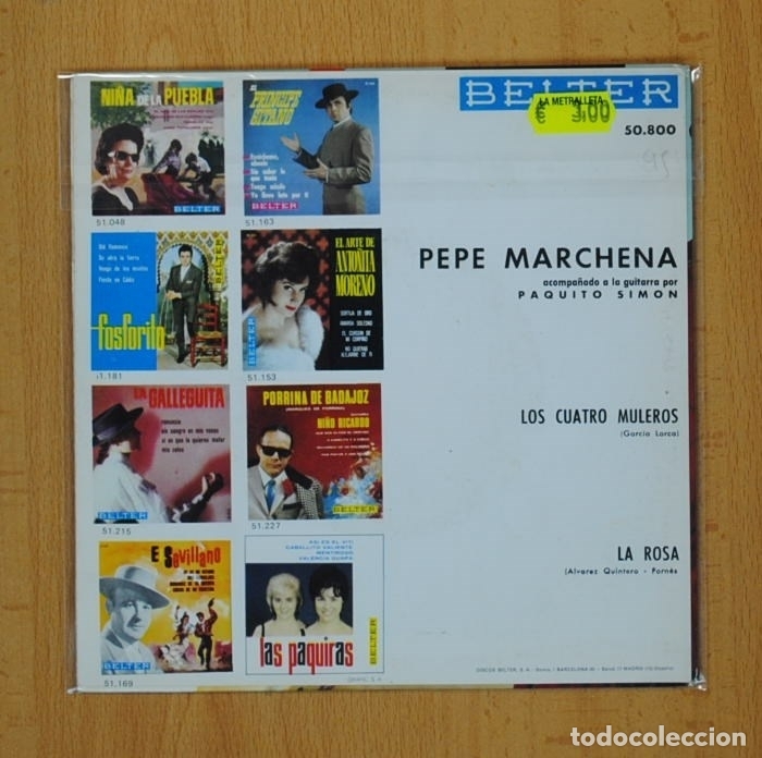 Discos de vinilo: PEPE MARCHENA - LOS CUATRO MULEROS / LA ROSA - SINGLE - Foto 2