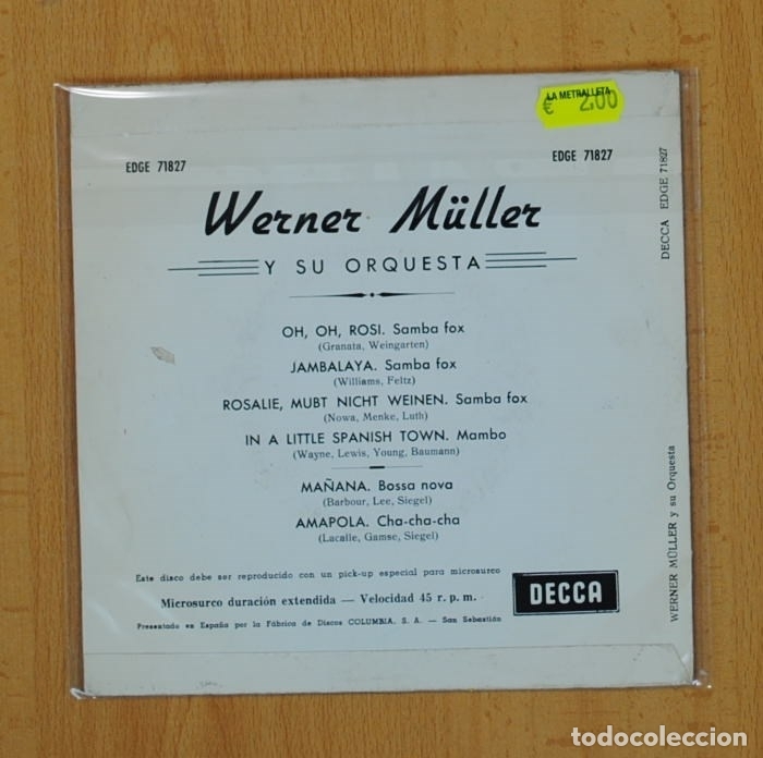 Discos de vinilo: WERNER MULLER - OH OH ROSI + 3 - EP - Foto 2