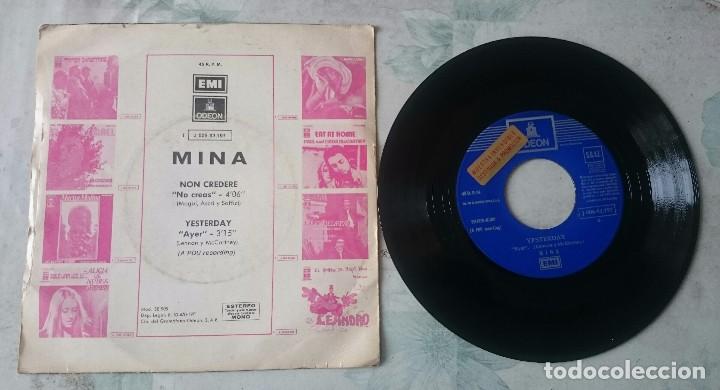 Discos de vinilo: Mina: Non credere / Yesterday (Emi Odeon 1971) - Foto 2