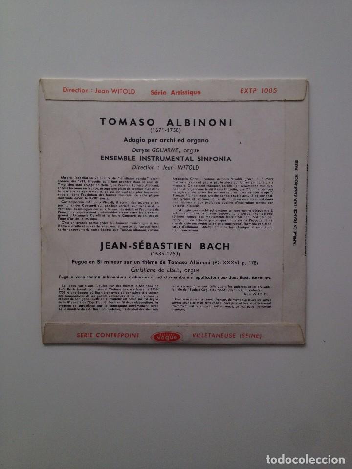 Discos de vinilo: ENSEMBLE INSTRUMENTAL SINFONIA (DIR:JEAN WITOLD):ALBINONI/BACH - Foto 2