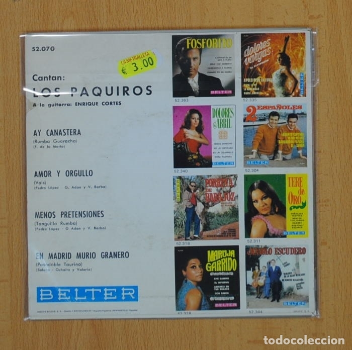 Discos de vinilo: LOS PAQUIROS - AY CANASTERA + 3 - EP - Foto 2