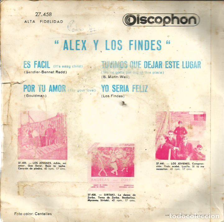 Discos de vinilo: EP ALEX Y LOS FINDES : ES FACIL + 3 - Foto 2