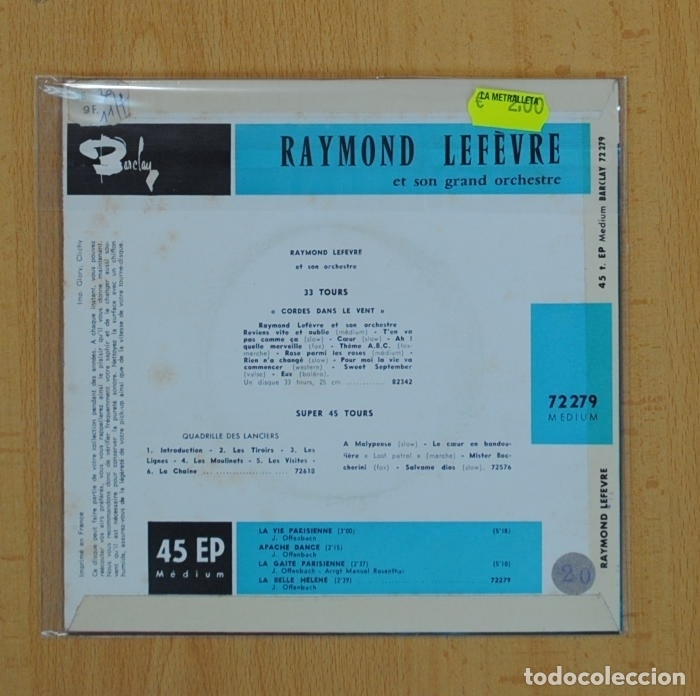 Discos de vinilo: RAYMOND LEF&Egrave;VRE - LA VIE PARISIENNE + 3 - EP - Foto 2