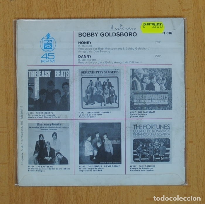 Discos de vinilo: BOBBY GOLDSBORO - HONEY / DANNY - SINGLE - Foto 2