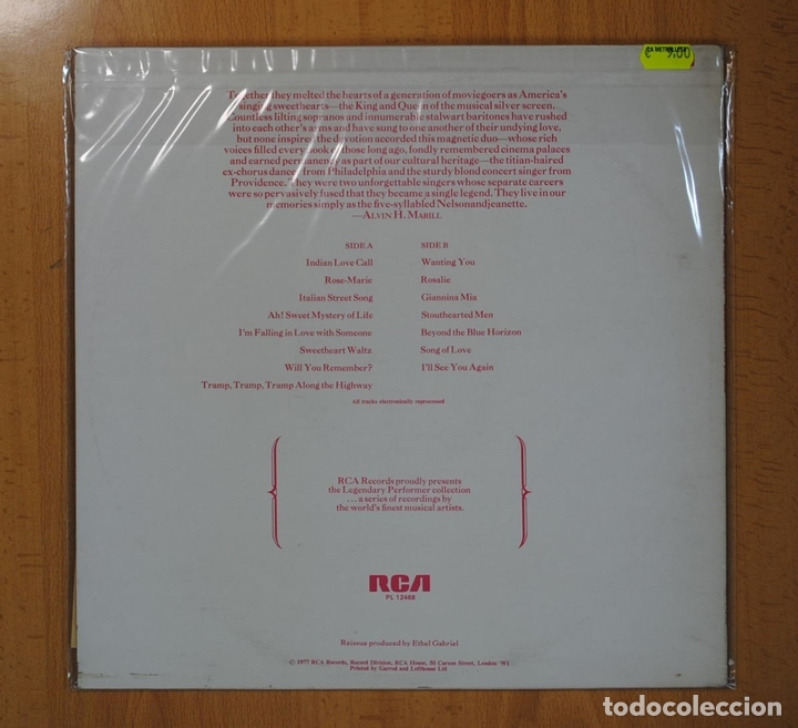 Discos de vinilo: JEANETTE MACDONALD / NELSON EDDY - LEGENDARY PERFORMERS - LP - Foto 2