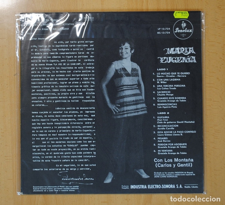 Discos de vinilo: MARIA EUGENIA - LA VOZ DE LA CANCION - LP - Foto 2