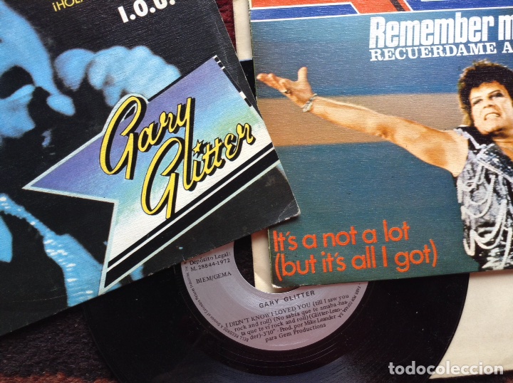 Discos de vinilo: Tres singles Gary Glitter uno solo disco. - Foto 1