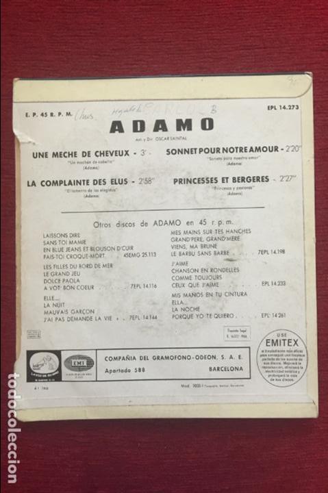 Discos de vinilo: ADAMO. UNA MECHE DE CHEVEUX. 1973. - Foto 2