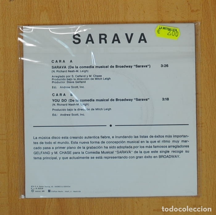 Discos de vinilo: SARAVA B.S.O. - SARAVA / YOU DO - SINGLE - Foto 2