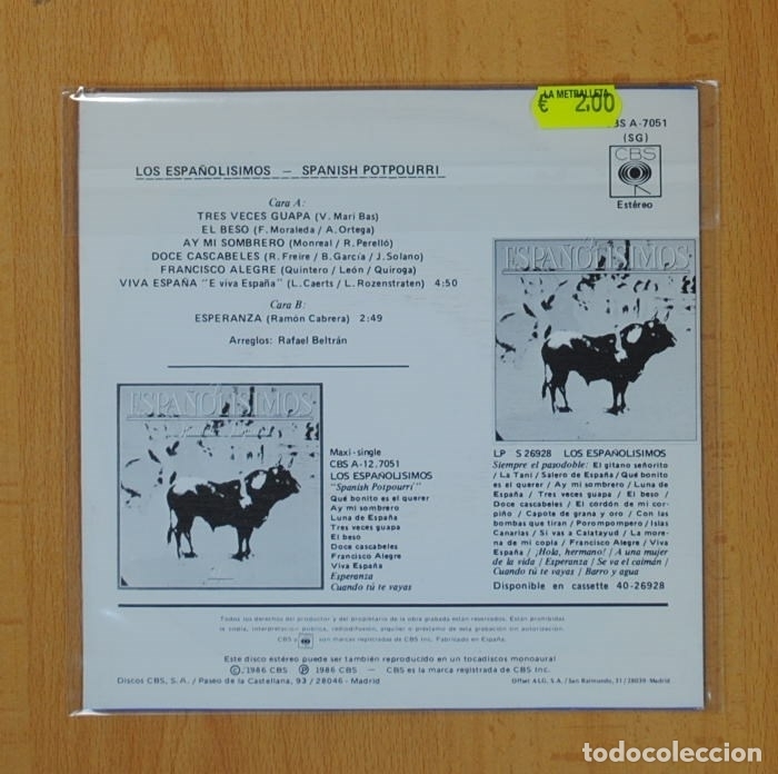Discos de vinilo: LOS ESPA&Ntilde;OLISIMOS - SPANISH PUPURRI / ESPERANZA - SINGLE - Foto 2