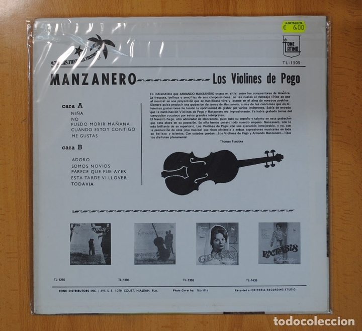 Discos de vinilo: LOS VIOLINES DE PEGO - INTERPRETAN A MANZANERO - LP - Foto 2