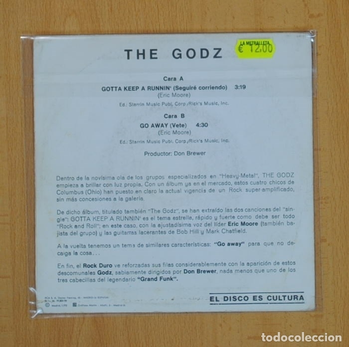 Discos de vinilo: THE GODZ - GOTTA KEEP A RUNNIN / GO AWAY - SINGLE - Foto 2