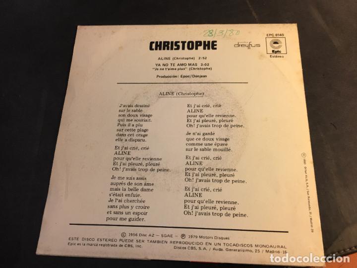 Discos de vinilo: CHRISTOPHE (ALINE) SINGLE ESPA&Ntilde;A 1979 (EPI7) - Foto 2