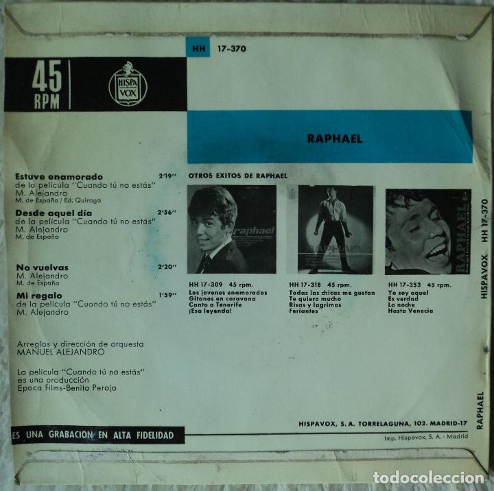 Discos de vinilo: Raphael - Estuve enamorado - Edici&oacute;n de 1966 de Espa&ntilde;a - Foto 2