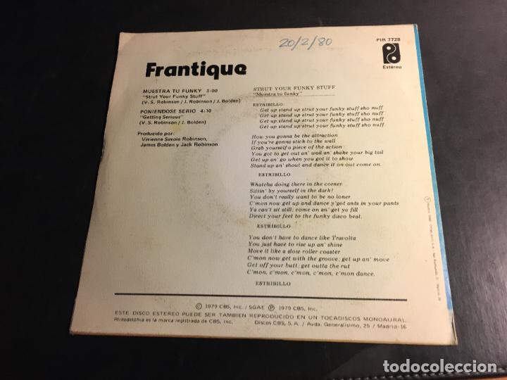 Discos de vinilo: FRANTIQUE (MUESTRA DE FUNKY) SINGLE ESPA&Ntilde;A (EPI8) - Foto 3