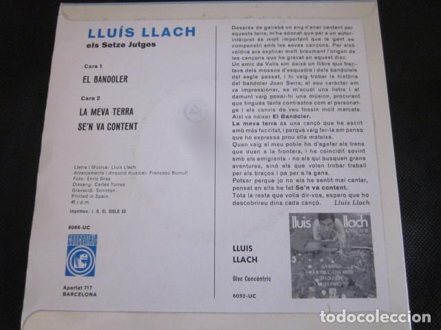 Discos de vinilo: LLUIS LLACH - EL BANDOLER - SN - CONCENTRIC 6066-UC - Foto 2