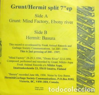 Discos de vinilo: Grunt /Hermit - Split 7-EP -INDUSTRIAL NOISE - Foto 2