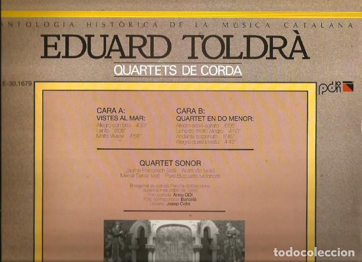 Discos de vinilo: LP EDUARD TOLDR&Agrave; & QUARTET SONOR : QUARTETS DE CORDA - Foto 2