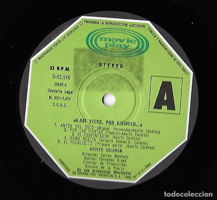 Discos de vinilo: ADOLDO CELDR&Aacute;N: 4.444 VECES, POR EJEMPLO - Foto 4