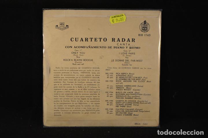Discos de vinilo: CUARTETO RADAR - ONLY YOU + 3 - EP - Foto 2