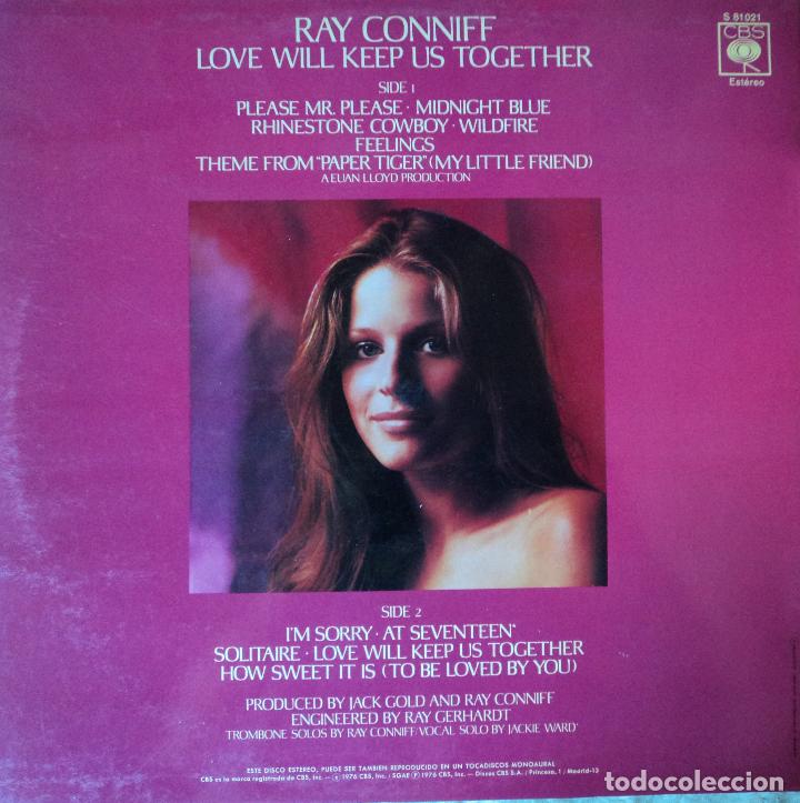 Discos de vinilo: Ray Conniff - Love will keep us together - Edici&oacute;n de 1976 de Espa&ntilde;a - Foto 2