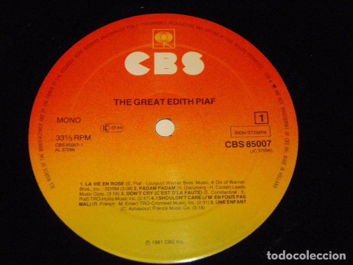 Discos de vinilo: EDITH PIAF ( THE GREAT EDITH PIAF ) 1981 - HOLANDA LP33 CBS - Foto 4