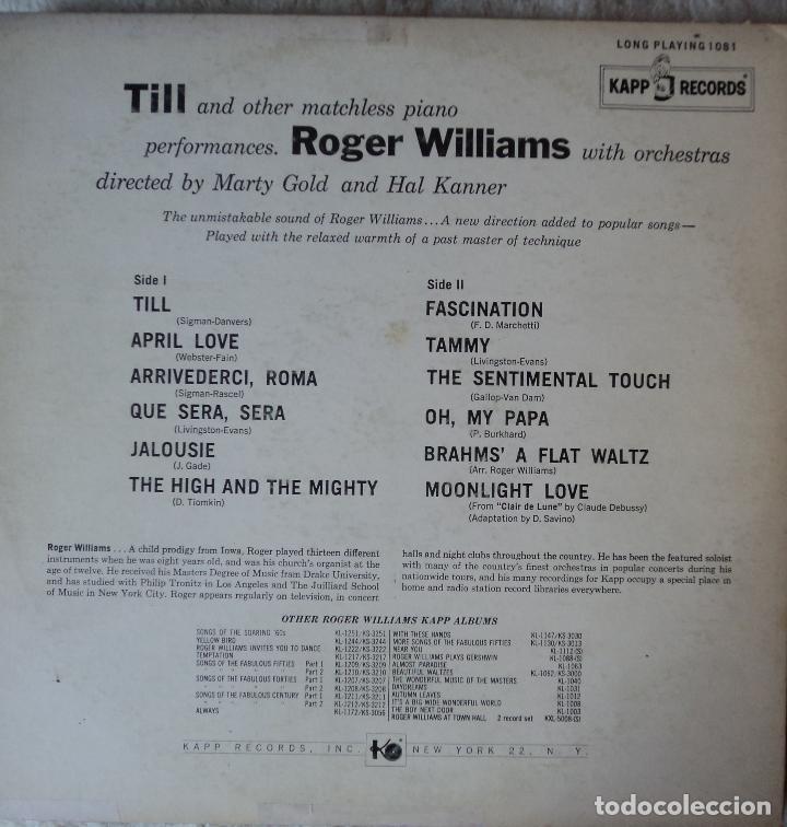 Discos de vinilo: Roger Williams - Till - Edici&oacute;n de USA - Foto 2