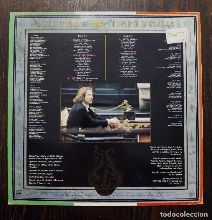 Discos de vinilo: LP LUIS COBOS - TEMPO DITALIA - CBS 1987. - Foto 2