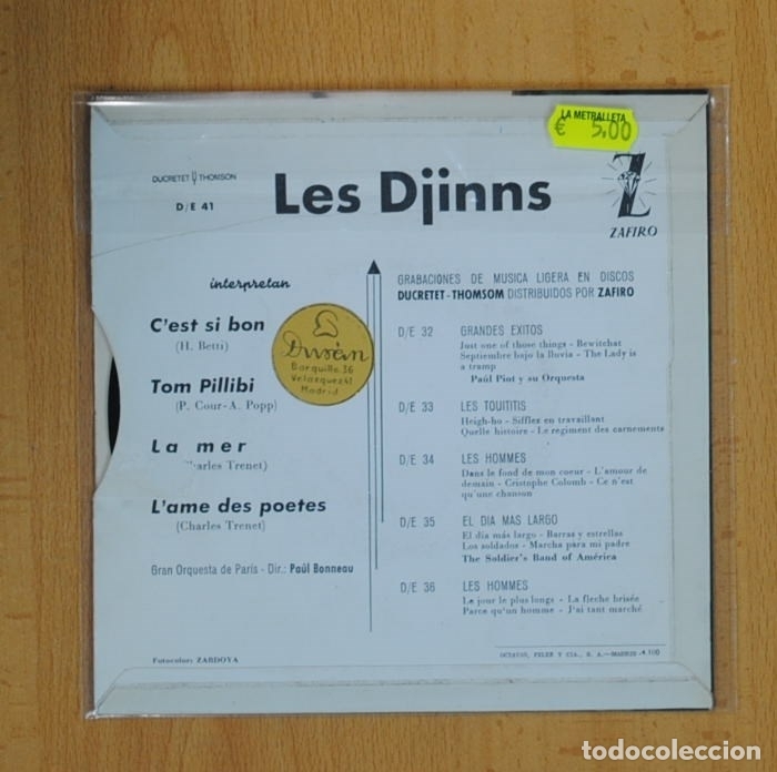 Discos de vinilo: LES DJINNS - C&acute;EST SI BON + 3 - EP - Foto 2